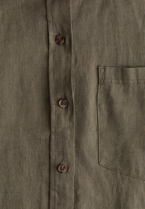 H&M - Linen shirt - dark khaki green