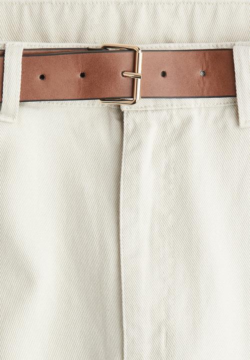 H&M - Belted twill trousers - light beige