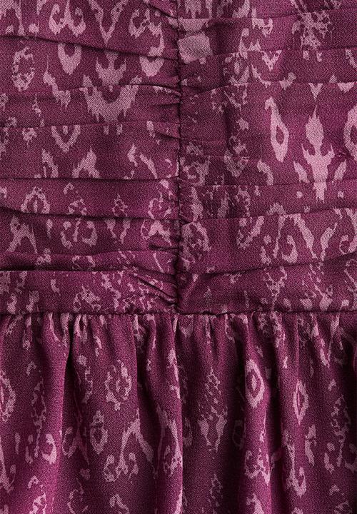 H&M - Gathered mini skirt - purple patterned 