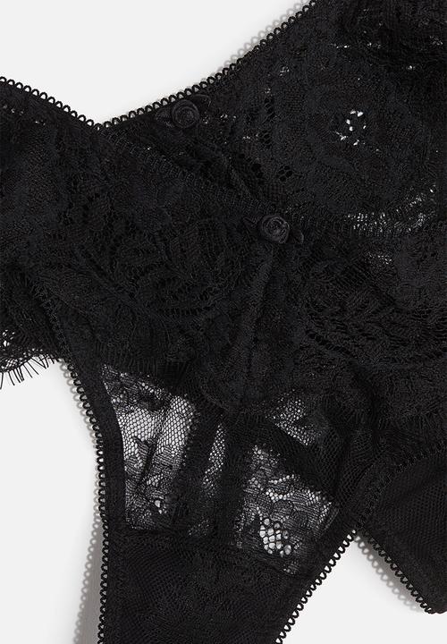 H&M - 2 pack lace thong briefs - black