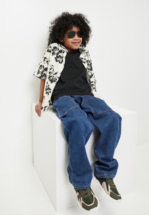 Pop Candy - Tie dye button down shirt - ecru & black