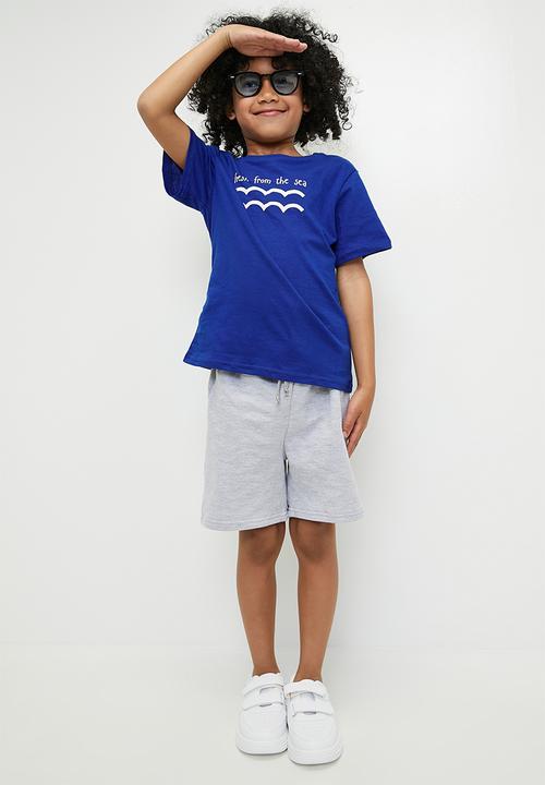 Pop Candy - 2 pack slogan & graphic tee - blue/white/lobster/fresh from the sea