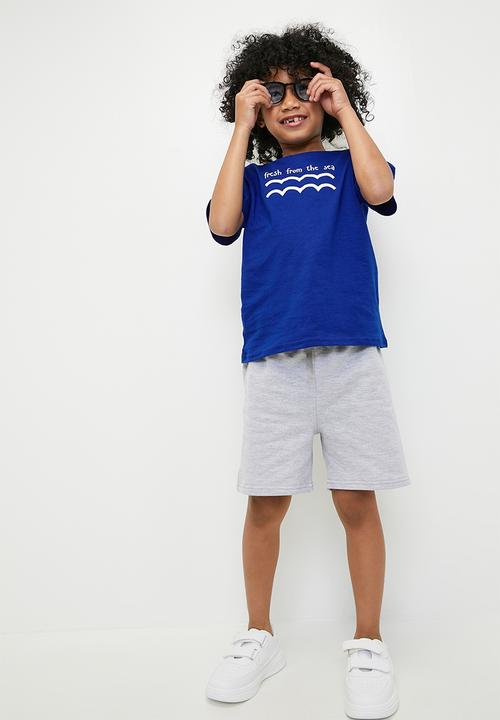 Pop Candy - 2 pack slogan & graphic tee - blue/white/lobster/fresh from the sea