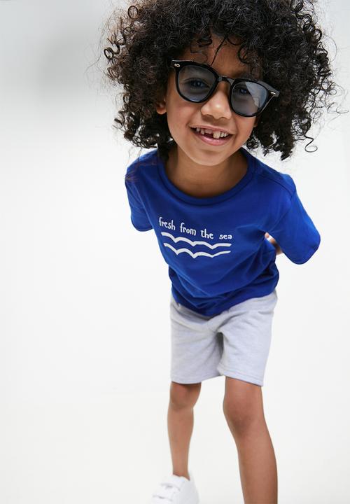 Pop Candy - 2 pack slogan & graphic tee - blue/white/lobster/fresh from the sea