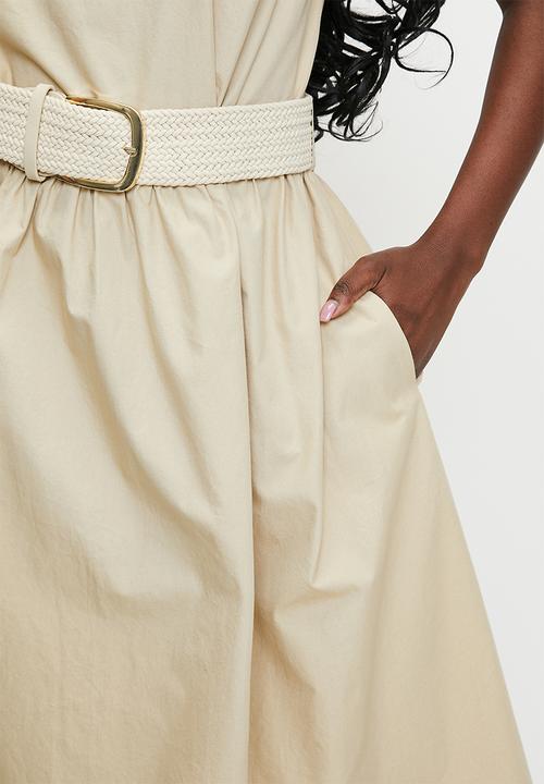 POLO - Wmn Rae s/l Belted Dress - Stone