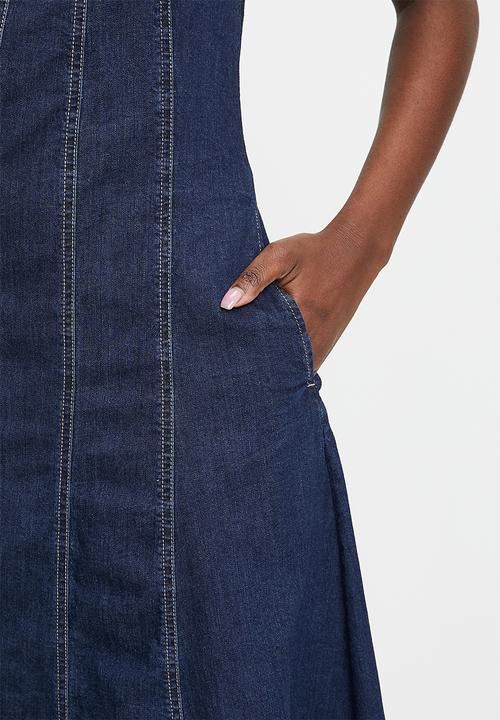 POLO - Tory sleeveless denim panelled dress - dark wash