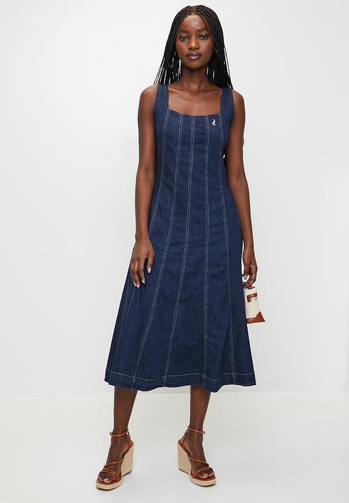 POLO - Tory sleeveless denim panelled dress - dark wash