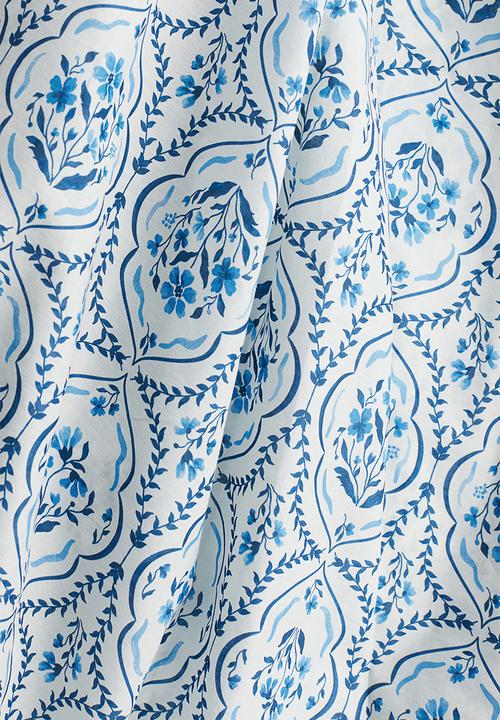 H&M - Cotton skirt - white/blue patterned