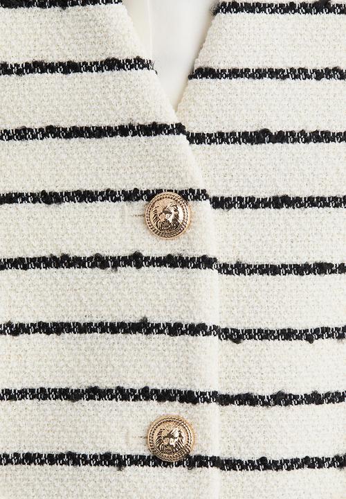H&M - Bouclé waistcoat - white striped