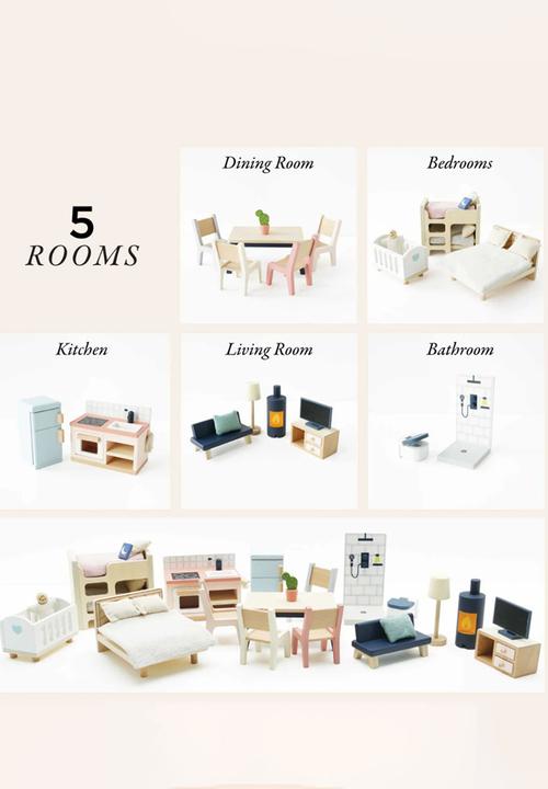Le Toy Van - 35 Pcs Furniture Set - multi