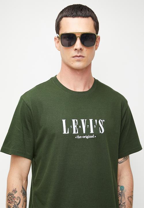 Levi’s® - Ss Relaxed Fit Tee - Serif Logo Kombu Green Graphic