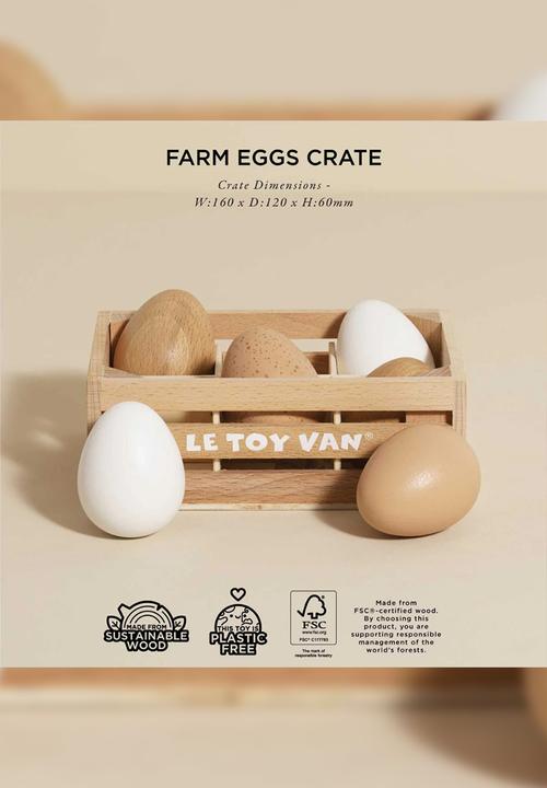 Le Toy Van - 7Pcs Farm EggsCrate - multi