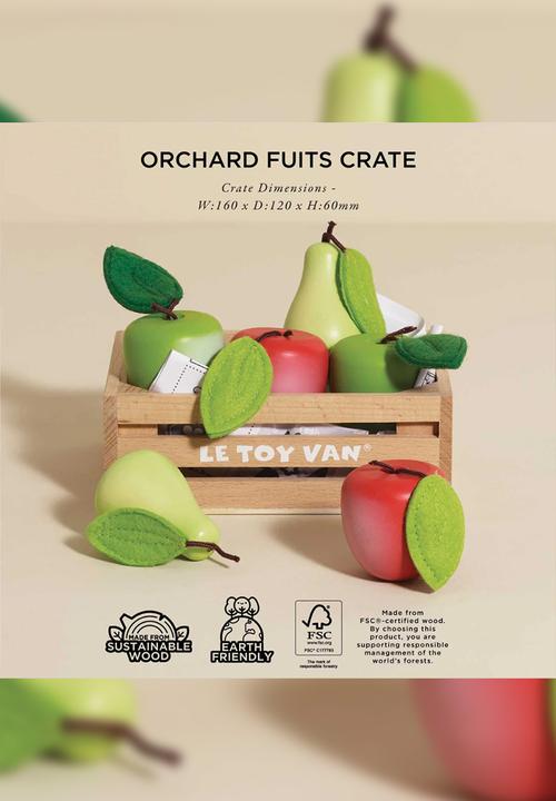 Le Toy Van - 8Pcs Orchard Fruits  Crate - multi