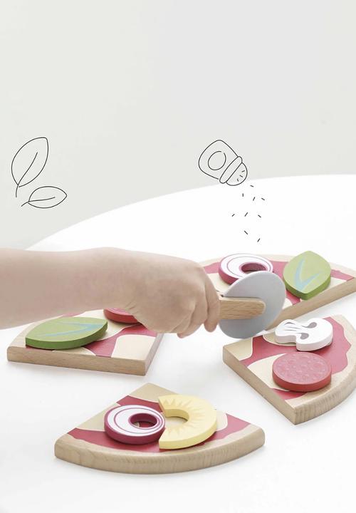 Le Toy Van - 13Pcs Pizza & Toppings with Slice Cutter - multi