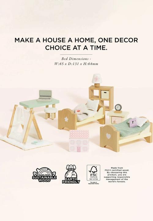 Le Toy Van - 20 Pcs childs bedroom furniture -  sage /beige
