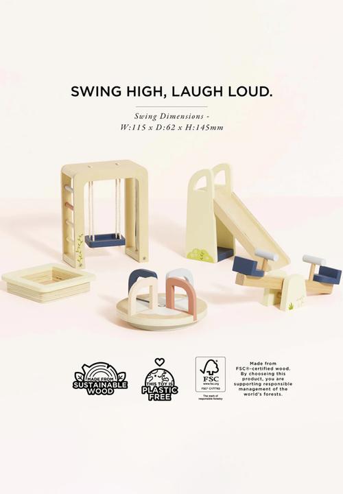 Le Toy Van - 5 Pc Dolls House outdoor play Furniture - sage /beige.