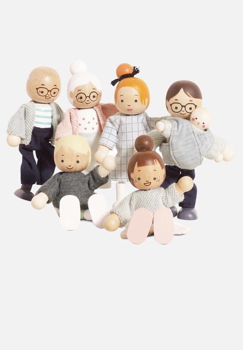 Le Toy Van - 7 Pc Dolls House Family Set - sage /beige
