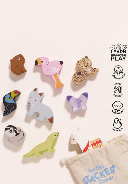 Le Toy Van - 10Pcs Andes Stacking Animals & Bag - multi