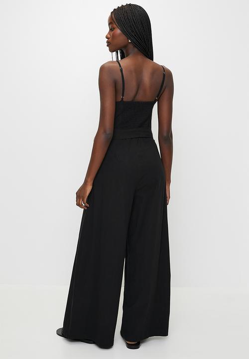 Brave Soul - Ladies Strappy Jumpsuit With Tie Waist Detail - Black