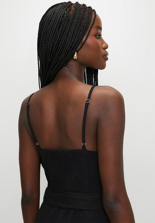 Brave Soul - Ladies Strappy Jumpsuit With Tie Waist Detail - Black
