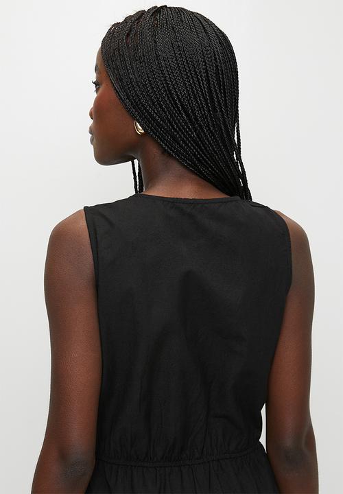 Brave Soul - Ladies Sleeveless Button Down Midi Dress - Black