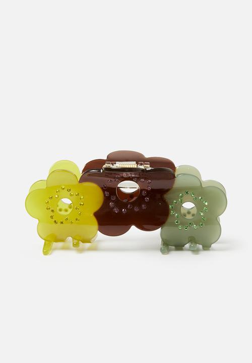 Tessa Design - Anastasia flower trio claw clip-multi