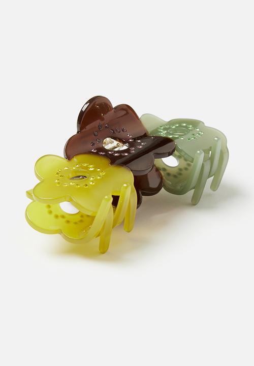 Tessa Design - Anastasia flower trio claw clip-multi