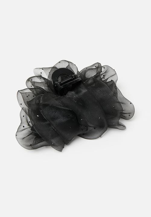 Tessa Design - Athena chiffon bow claw clip-black