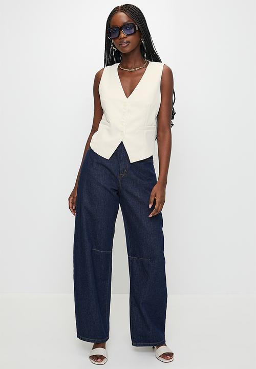 Brave Soul - Ladies Fitted Button Down Waistcoat - Cream