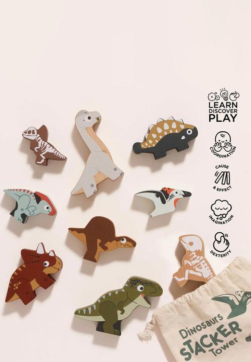 Le Toy Van - 10Pcs  Jurassic Stacking Dinosaurs & Bag - multi