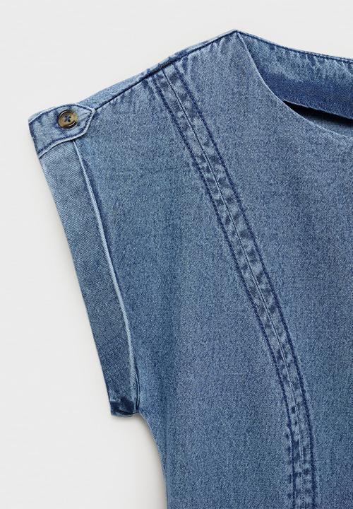MANGO - Dress Ziga - Open Blue