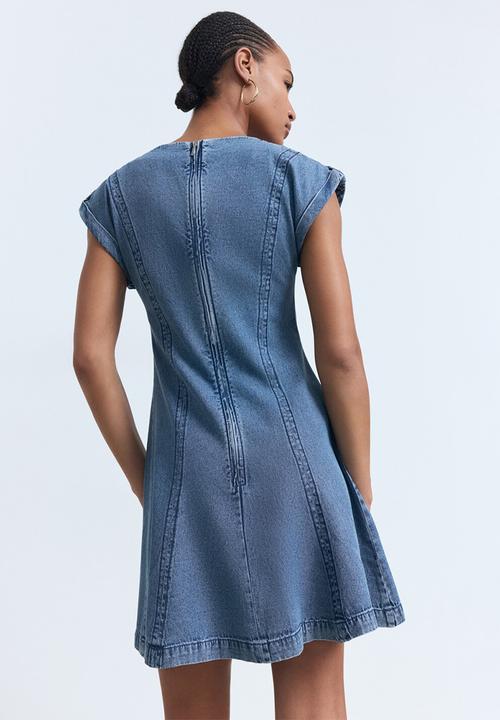 MANGO - Dress Ziga - Open Blue
