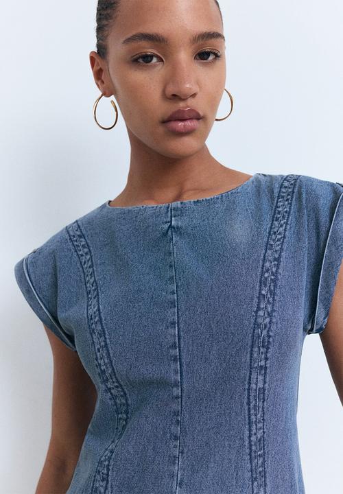 MANGO - Dress Ziga - Open Blue