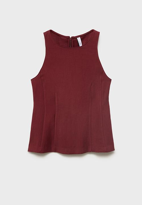 MANGO - Blouse Pepa - Dark Red