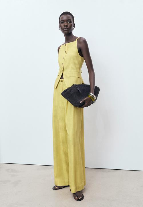 MANGO - Trousers Luca - Bright Yellow