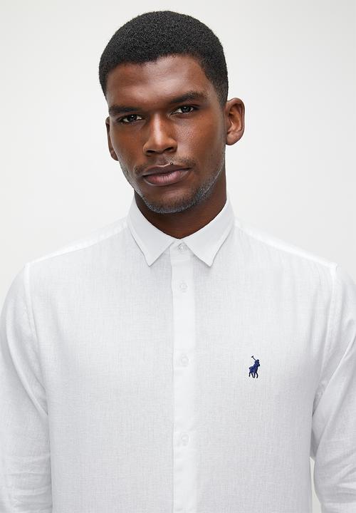 POLO - Lex ss plain linen shirt - white