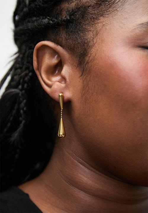 Zoe on Trend - Sleek oval drop earrings - gold