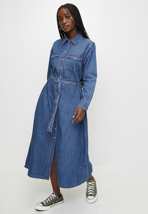 Quincey Long-Sleeve Maxi Dress - Med Indigo