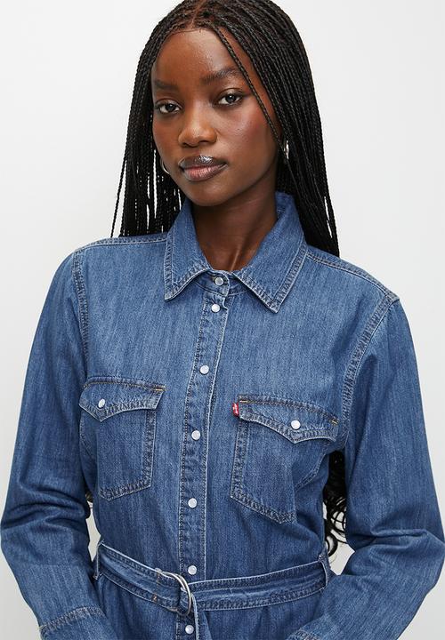 Quincey Long-Sleeve Maxi Dress - Med Indigo