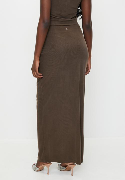 GUESS - Aimee Jewel Drap Skirt - Espresso Brown