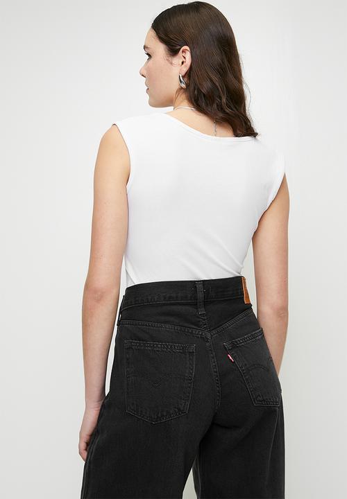 Brave Soul - Ladies Scoop Neck Thick Strapped Bodysuit - White