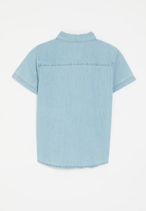 POLO - Boys brandon short sleeve shirt - light wash