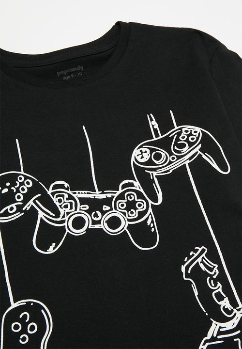 Pop Candy - Graphic print pj top with shorts - black/gameboy multi
