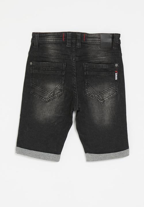 SOVIET - Boys denim short - black
