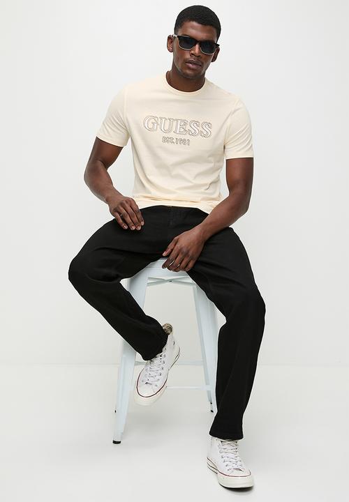 GUESS - Short sleeve Cn Guess Logo Tee - Pearl White