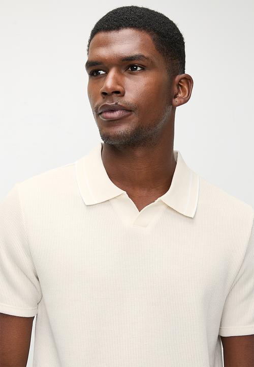 GUESS - Ss Dante Rib Knit Polo - Resort Sand