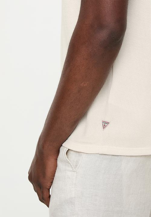 GUESS - Ss Dante Rib Knit Polo - Resort Sand