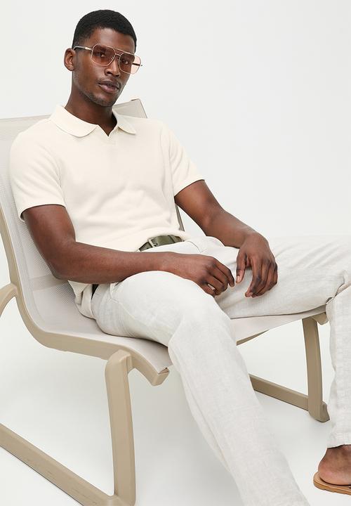 GUESS - Ss Dante Rib Knit Polo - Resort Sand