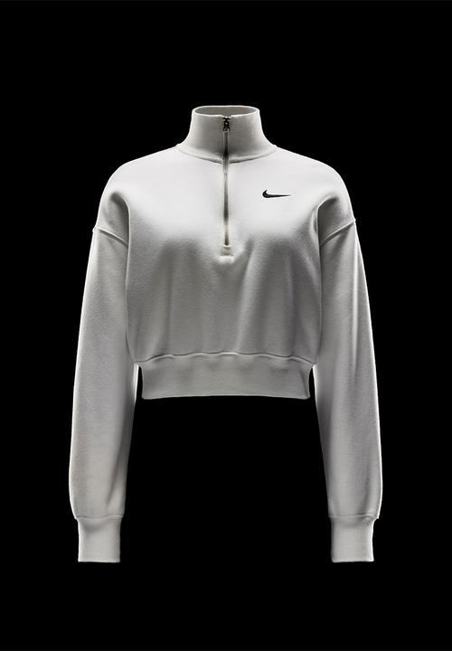 Nike - 1/2-Zip Cropped Sweatshirt - White