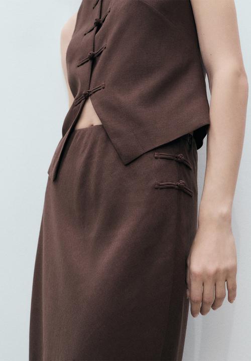 MANGO - Skirt Laguna - Dark Brown
